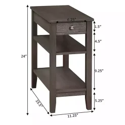 Kirklands Home Accent & End Tables|2-Shelf Charging Accent Table Gray