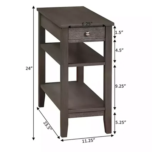 Kirklands Home Accent & End Tables|2-Shelf Charging Accent Table Gray