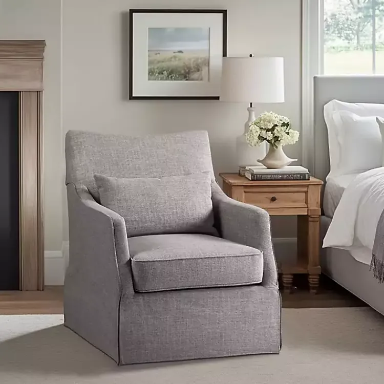 Kirklands Home Accent Chairs|Skirted Swivel Martha Stewart Accent Chair Gray