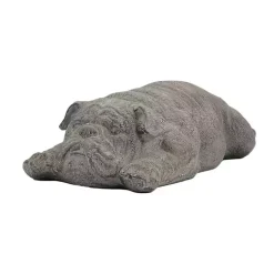 Kirklands Home Garden Statues|Sleeping Bulldog Outdoor Statue Gray