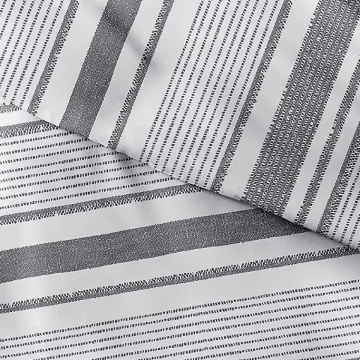 Kirklands Home Duvets|Gray Soft Striped 3-pc. Queen Duvet Cover Set