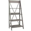 Kirklands Home Bookshelves|Gray Solid Wood Ladder Bookshelf