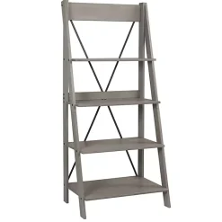 Kirklands Home Bookshelves|Gray Solid Wood Ladder Bookshelf