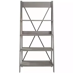 Kirklands Home Bookshelves|Gray Solid Wood Ladder Bookshelf