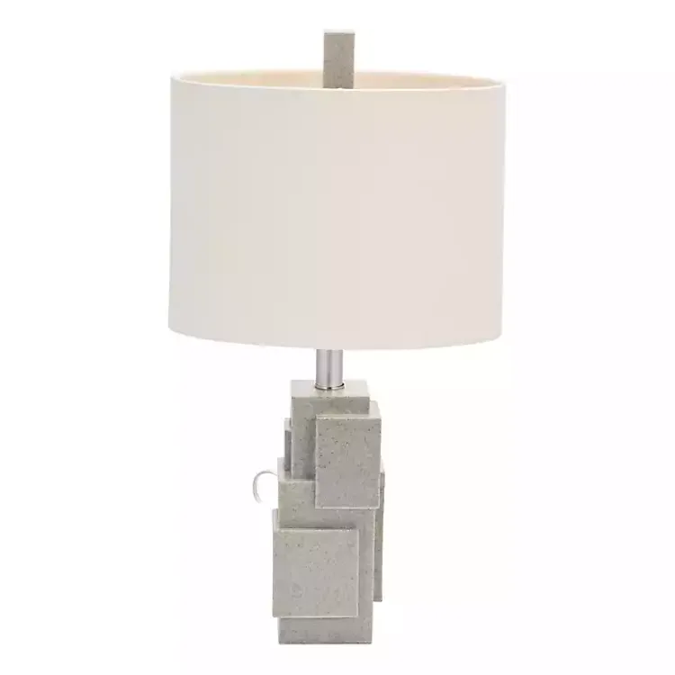 Kirklands Home Table Lamps|Gray Stacked Blocks Table Lamp Ivory