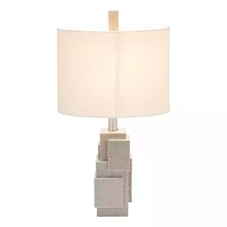 Kirklands Home Table Lamps|Gray Stacked Blocks Table Lamp Ivory
