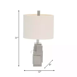 Kirklands Home Table Lamps|Gray Stacked Blocks Table Lamp Ivory