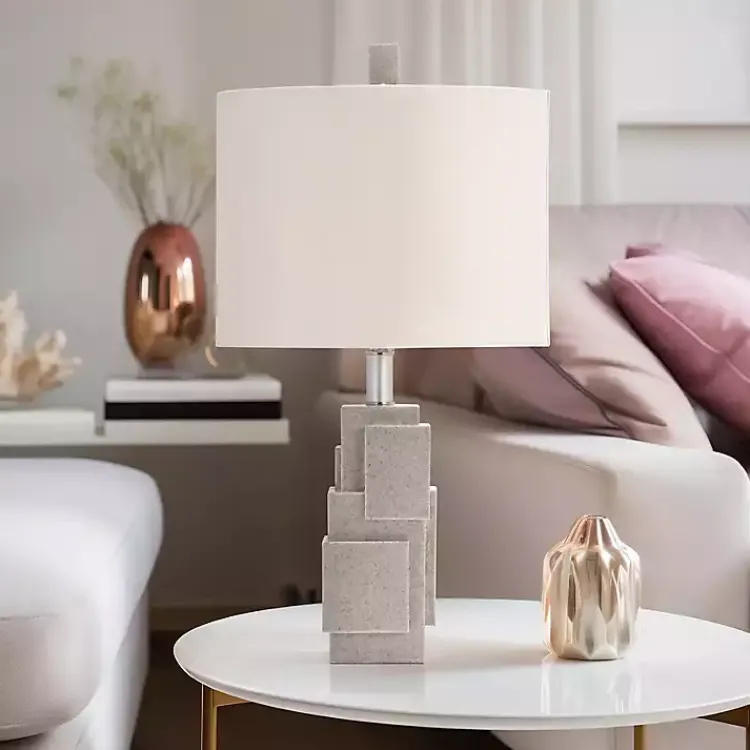 Kirklands Home Table Lamps|Gray Stacked Blocks Table Lamp Ivory