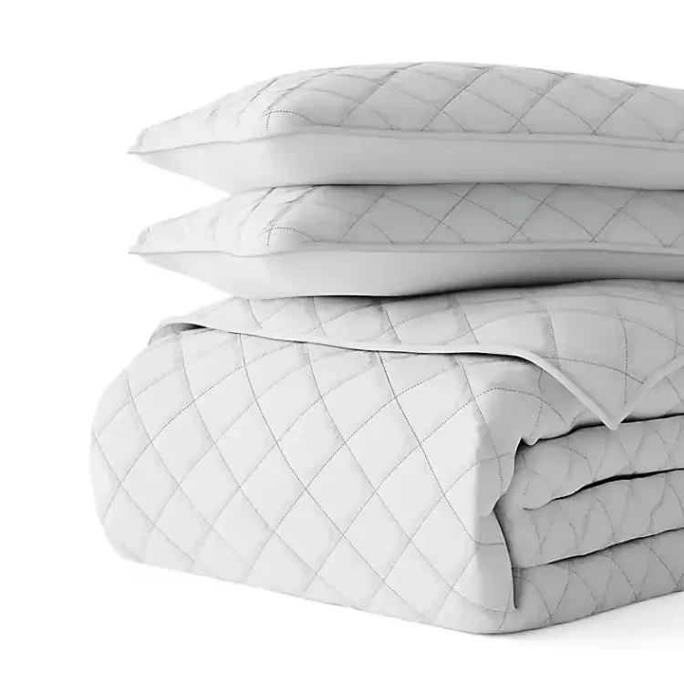 Kirklands Home Quilts|Stitched Diamond 3-pc. Queen Quilt Set Gray