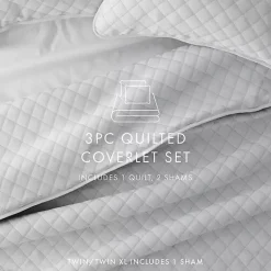 Kirklands Home Quilts|Stitched Diamond 3-pc. Queen Quilt Set Gray