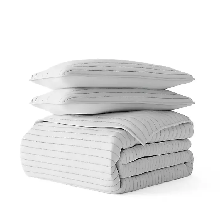 Kirklands Home Quilts|Stitched Stripes 2-pc. Twin Quilt Set Gray