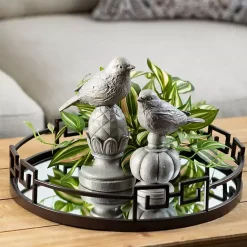 Stone Bird Finial Figurines, Set of 2 Statues & Figurines