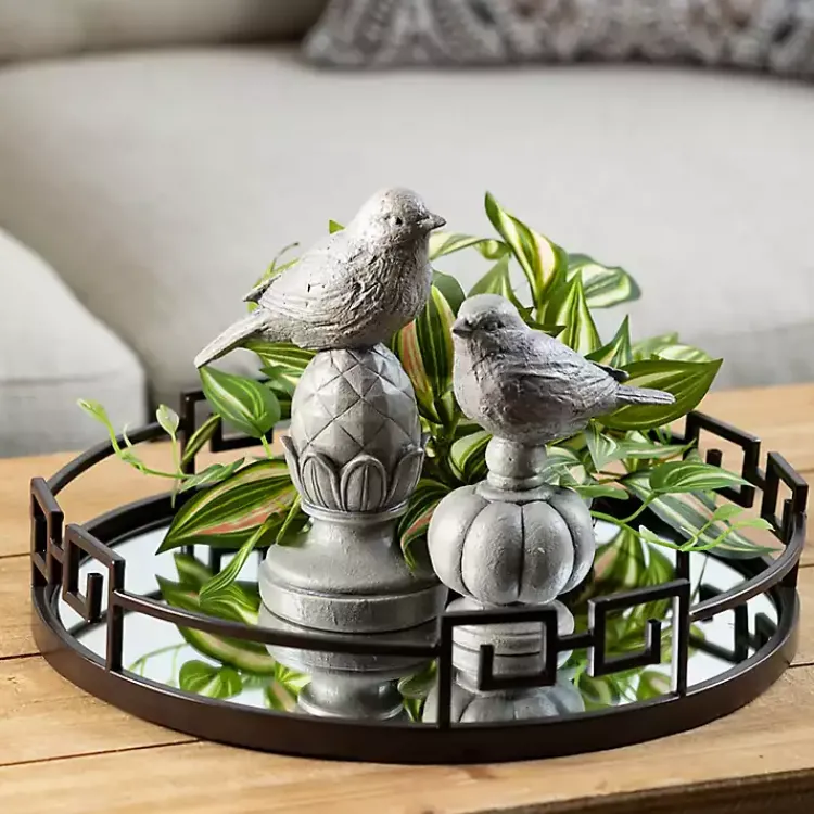 Stone Bird Finial Figurines, Set of 2 Statues & Figurines