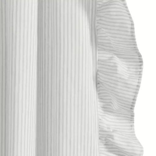 Kirklands Home Curtains & Drapes|Gray Stripe Ruffled Curtain Panel Set, 84 in.