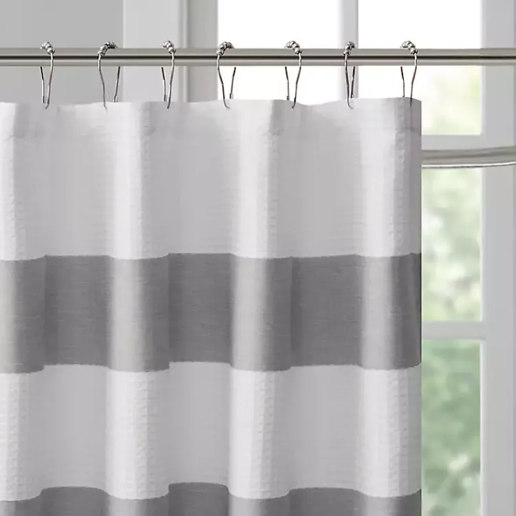 Kirklands Home Shower Curtains|Stripe Waffle Weave Shower Curtain Gray