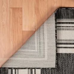 Kirklands Home Outdoor Rugs|Gray Striped Border Outdoor Area Rug, 7x9