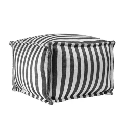 Kirklands Home Outdoor Cushions & Pillows|Striped Outdoor Pouf Gray