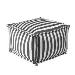 Kirklands Home Outdoor Cushions & Pillows|Striped Outdoor Pouf Gray