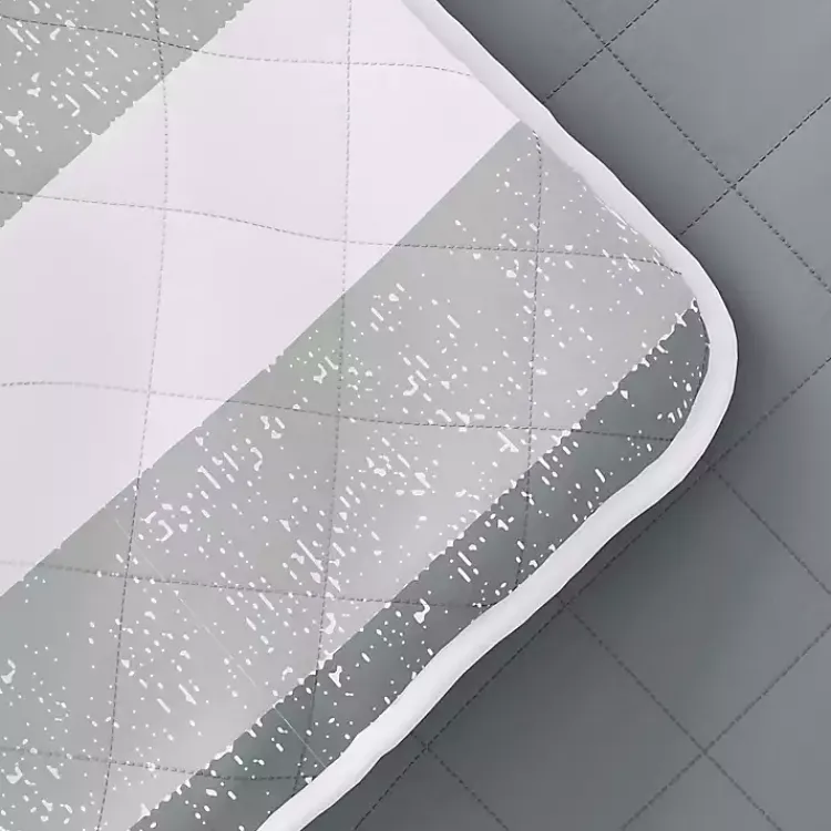 Kirklands Home Quilts|Gray Striped Reversible 3-pc. King Quilt Set