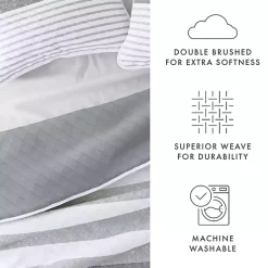 Kirklands Home Quilts|Gray Striped Reversible 3-pc. King Quilt Set