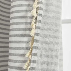 Kirklands Home Curtains & Drapes|Gray Striped Tassel Curtain Panel Set, 84 in.
