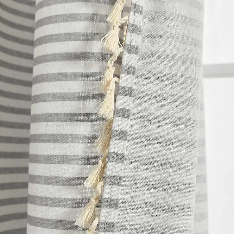 Kirklands Home Curtains & Drapes|Gray Striped Tassel Curtain Panel Set, 84 in.