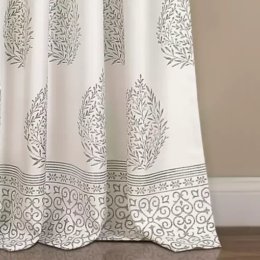 Kirklands Home Curtains & Drapes|Gray Teardrop Leaves Curtain Panel Set, 84 in.