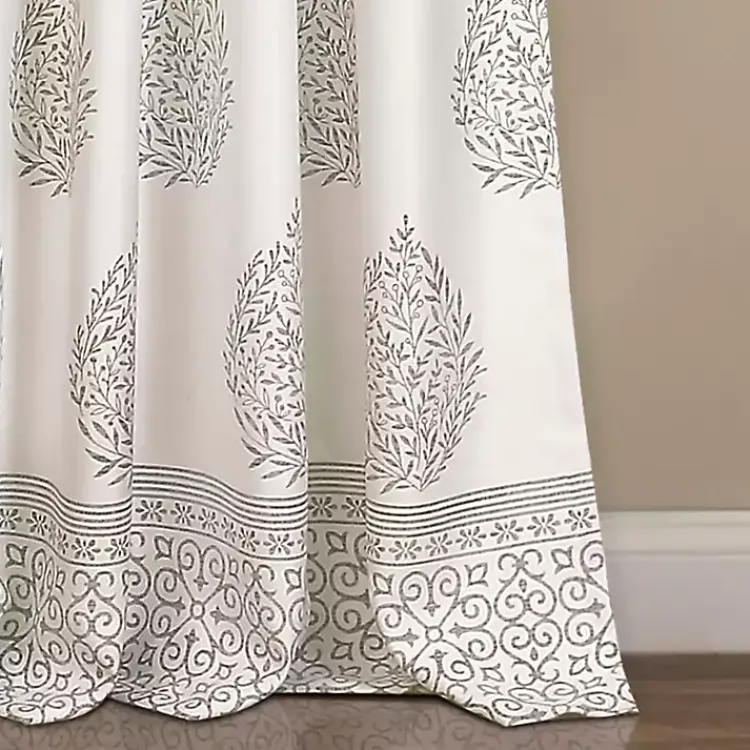 Kirklands Home Curtains & Drapes|Gray Teardrop Leaves Curtain Panel Set, 84 in.