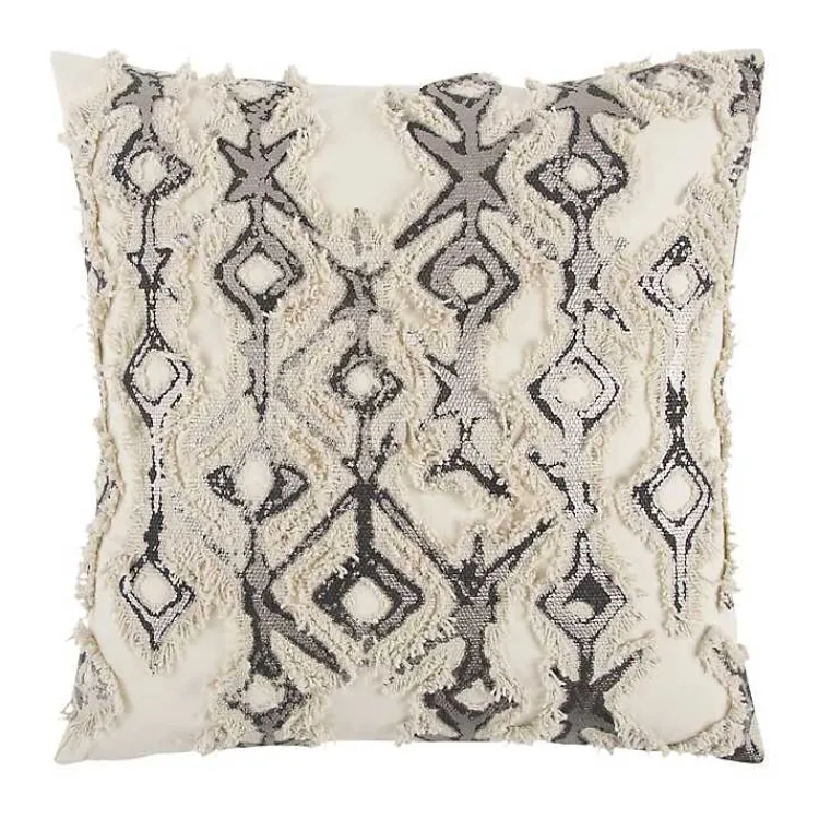 Discount Gray Textured Geometric Pillow Pillows