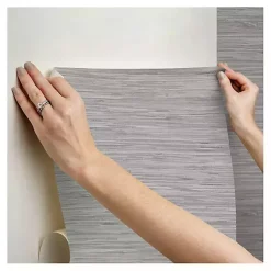 Kirklands Home Wall Murals & Wallpaper|Textured Grassweave Peel & Stick Wallpaper Gray