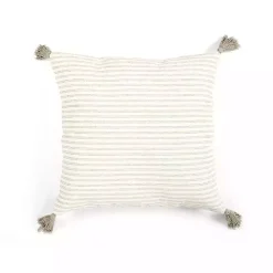 Online Gray Thin Woven Stripe Tassel Pillow Pillows