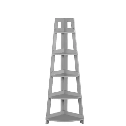 Kirklands Home Bookshelves|Gray 5-Tier Corner Ladder Bookshelf