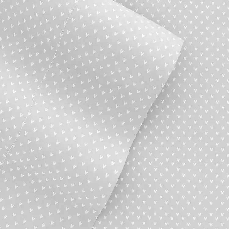 Kirklands Home Bed Sheets|Tiny Hearts 3-pc. Twin Sheet Set Gray