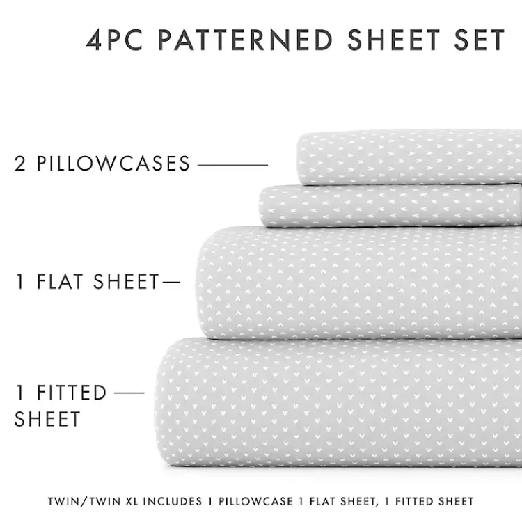 Kirklands Home Bed Sheets|Tiny Hearts 3-pc. Twin Sheet Set Gray