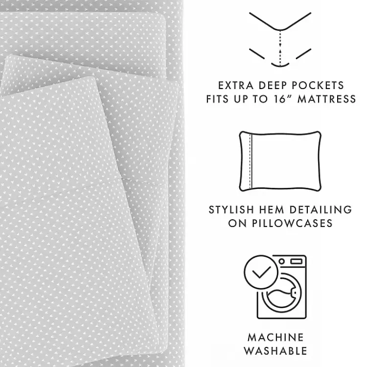 Kirklands Home Bed Sheets|Tiny Hearts 3-pc. Twin Sheet Set Gray