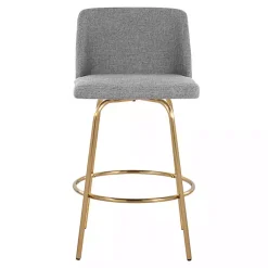 Kirklands Home Bar Stools & Counter Height Stools|Torino Gold Leg Counter Stools, Set of 2 Gray
