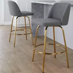 Kirklands Home Bar Stools & Counter Height Stools|Torino Gold Leg Counter Stools, Set of 2 Gray