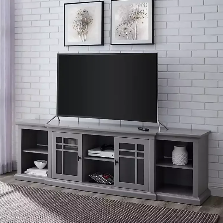 Kirklands Home Tv Stands & Media Consoles|Transitional Breakfront 2-Door Media Console Gray