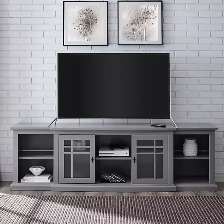 Kirklands Home Tv Stands & Media Consoles|Transitional Breakfront 2-Door Media Console Gray