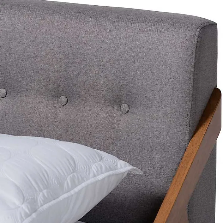 Kirklands Home Beds & Headboards|Tufted and Natural Walnut King Platform Bed Gray