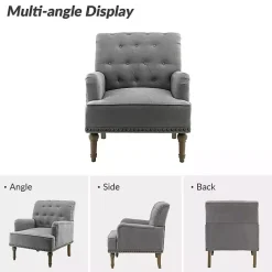 Kirklands Home Accent Chairs|Tufted Britt Accent Chair Gray