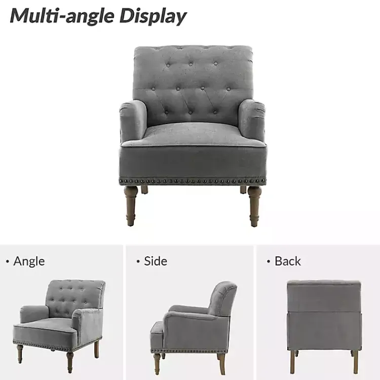 Kirklands Home Accent Chairs|Tufted Britt Accent Chair Gray