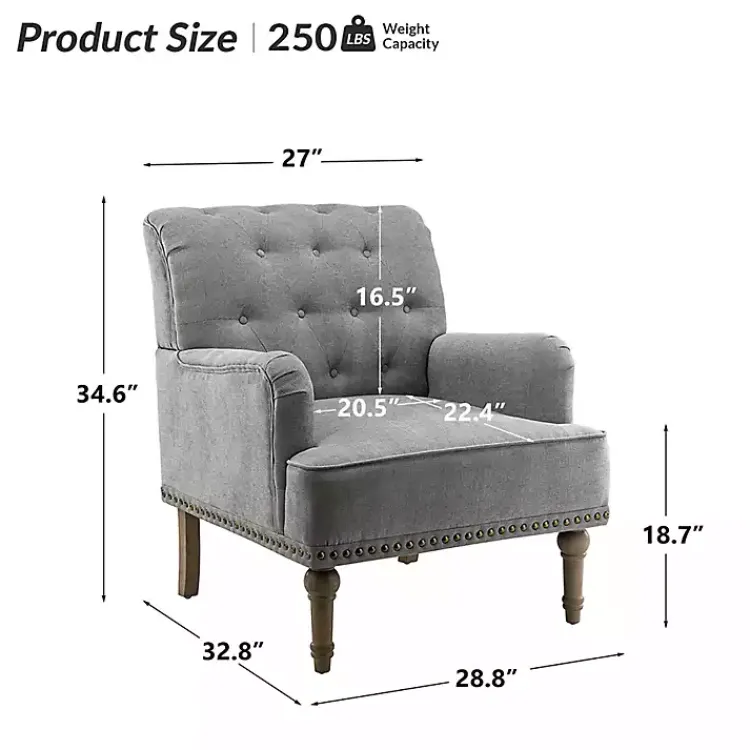 Kirklands Home Accent Chairs|Tufted Britt Accent Chair Gray