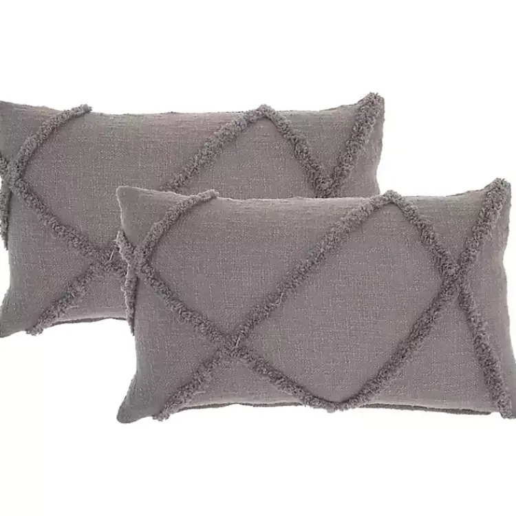 Outlet Tufted Diamond Lumbar Pillows, Set of 2 Pillows