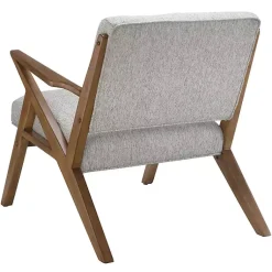 Kirklands Home Accent Chairs|Tufted Pecan Wood Mid-Century Modern Armchair Gray