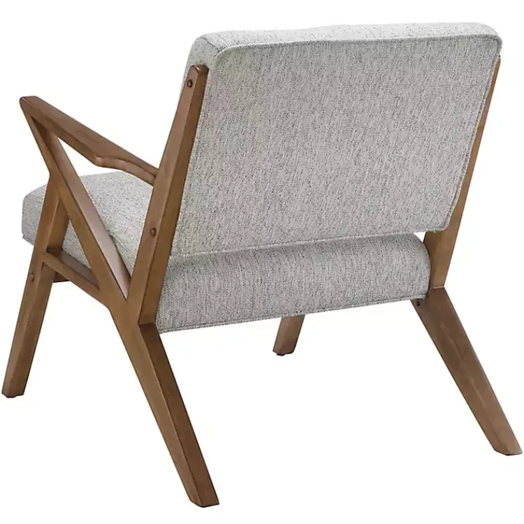 Kirklands Home Accent Chairs|Tufted Pecan Wood Mid-Century Modern Armchair Gray