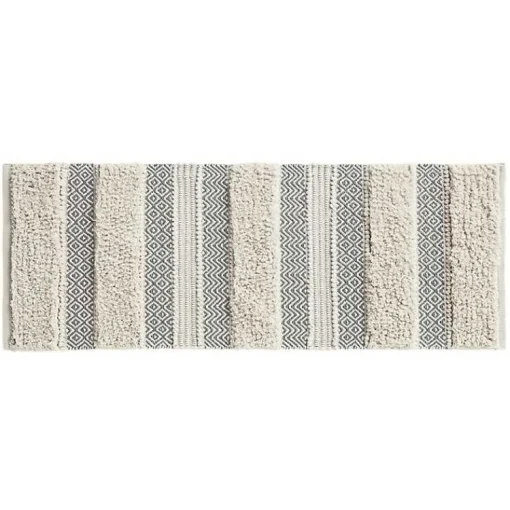 Kirklands Home Bathroom Rugs|Tufted Stripes Woven Bath Runner Gray