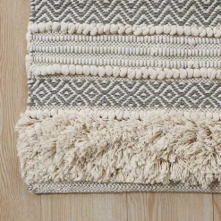 Kirklands Home Bathroom Rugs|Tufted Stripes Woven Bath Runner Gray