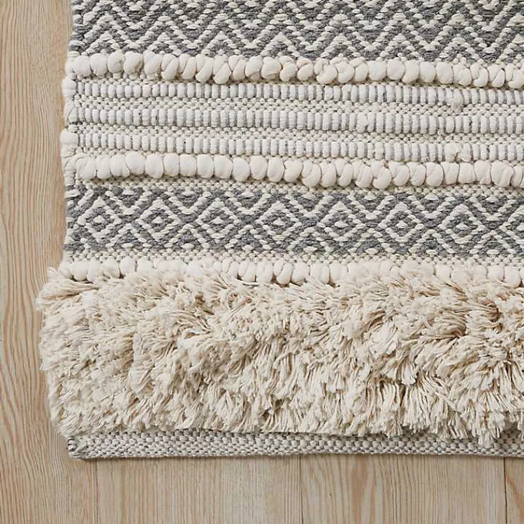 Kirklands Home Bathroom Rugs|Tufted Stripes Woven Bath Runner Gray
