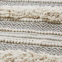 Kirklands Home Bathroom Rugs|Tufted Stripes Woven Bath Runner Gray